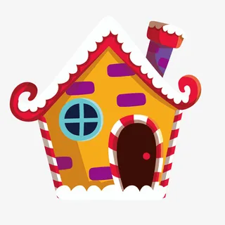 卡通手绘可爱圣诞节房屋造型糖果免抠