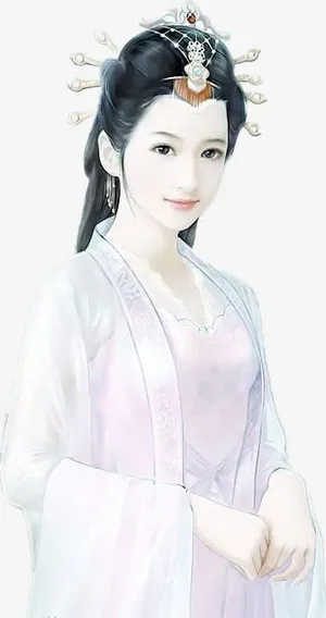 白衣大眼睛女子古风立绘免抠