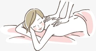 手绘线条绘画按摩女孩免抠