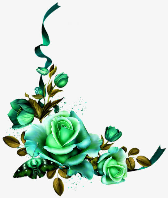 绿色高贵花朵边框免抠