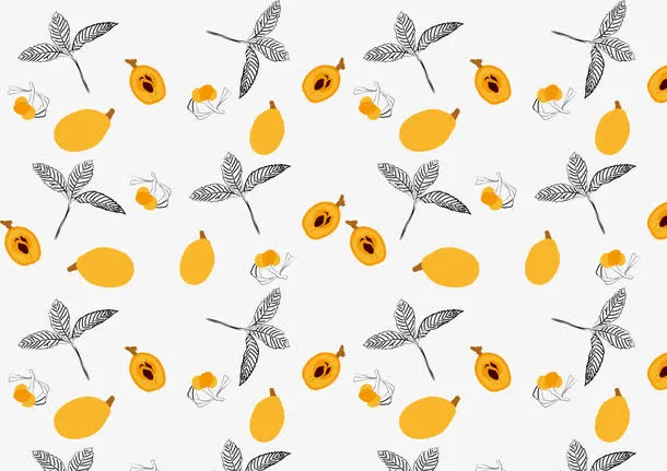 手绘枇杷底纹免抠