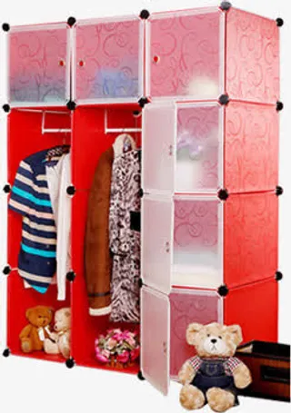 粉色喜庆祥云图案衣柜免抠