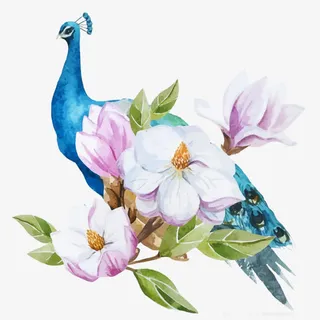 卡通蓝色孔雀免抠