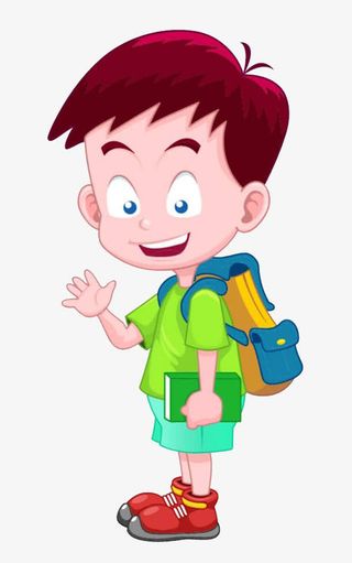 新学期手绘打招呼的学生PNG免抠