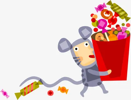 小老鼠抱着一盒棒棒糖免抠