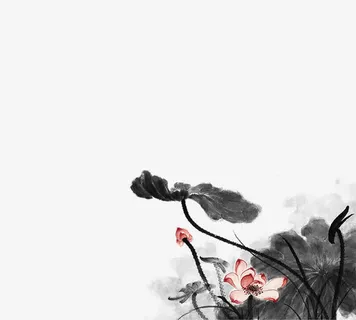 荷叶淡色中国风 古风免抠装饰墨迹笔触元素