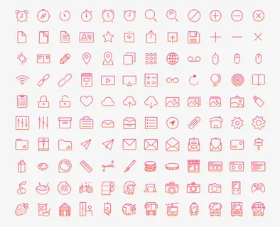 红色线性图标免抠