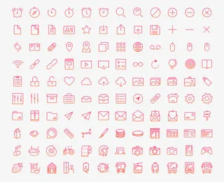 红色线性图标免抠