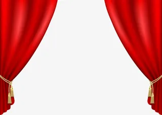 春节红色舞台帘布免抠
