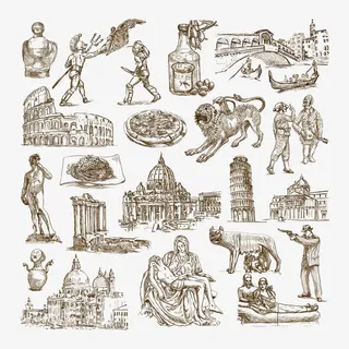 手绘插图矢量素材免抠