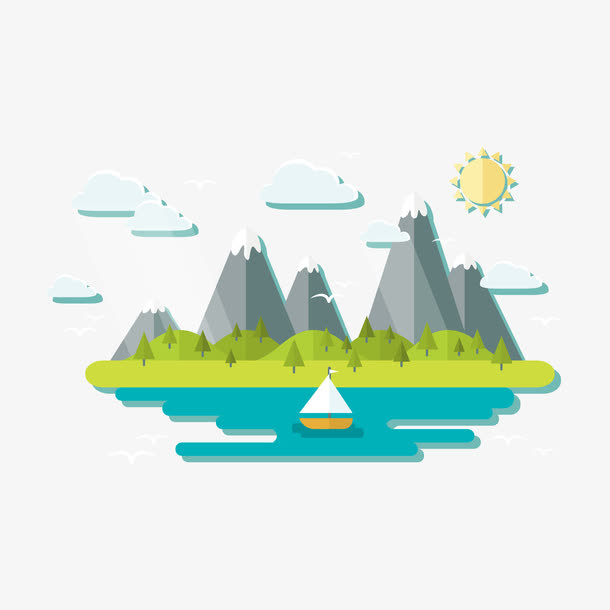 风景插画免抠