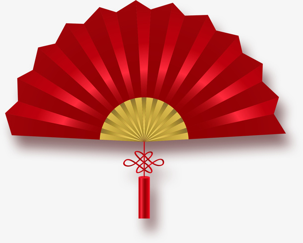 红色中国扇免扣PNG免抠