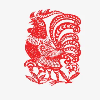 十二生肖剪纸之鸡免抠