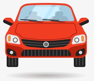 红色卡通小汽车免抠