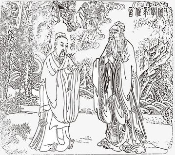 孔子与学生交谈矢量素材免抠