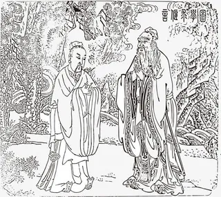 孔子与学生交谈矢量素材免抠