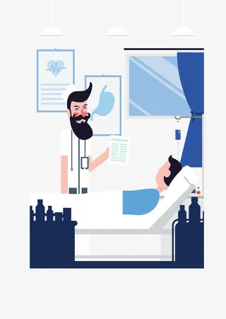 医院医生病床探望免抠