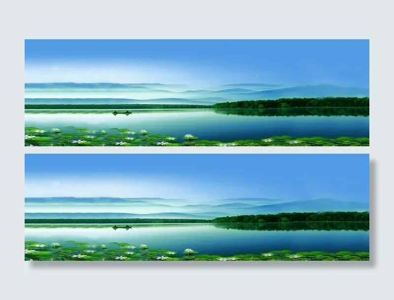 蓝天湖面背景banner高清
