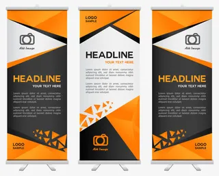 矢量橙黑色X展架免抠