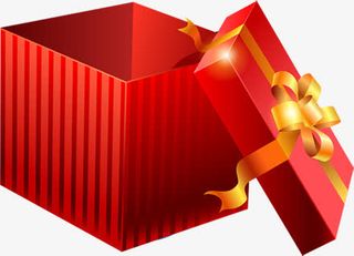 红色条纹礼盒元旦免抠