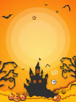 万圣节蝙蝠城堡树枝南瓜头幽灵高清