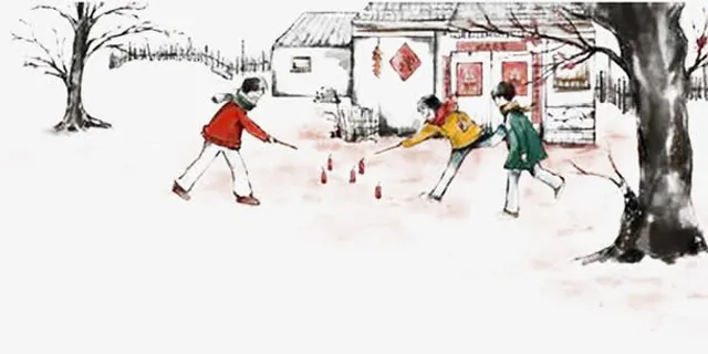 放鞭炮的小孩浅色漫画底纹免抠