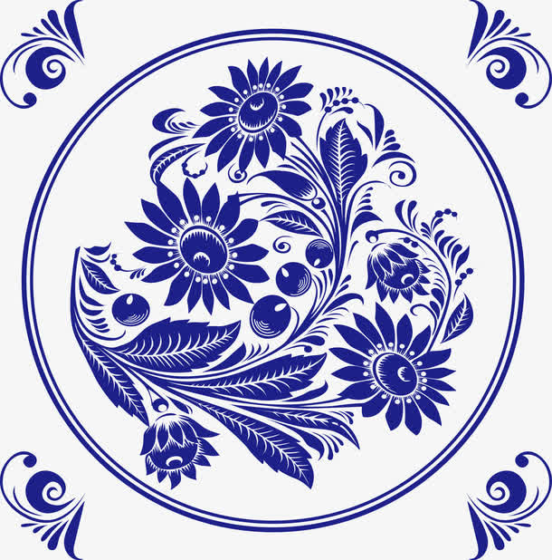 青花瓷蓝色免抠