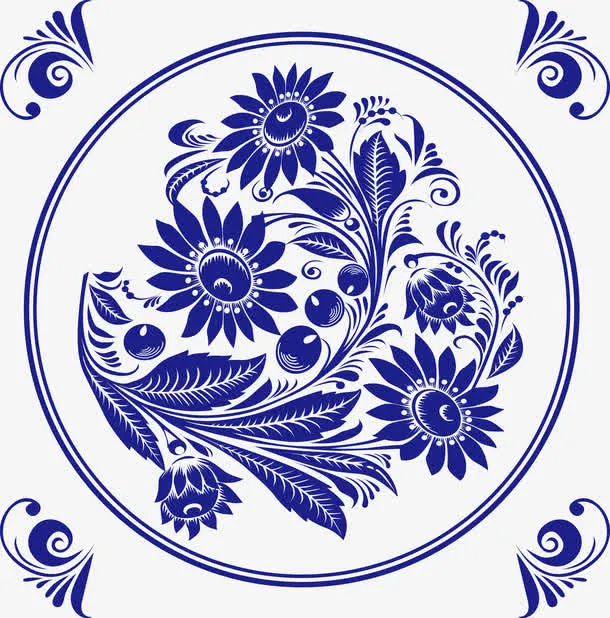 青花瓷蓝色免抠