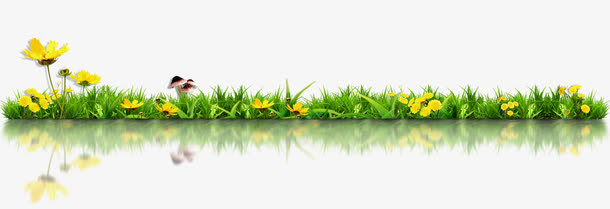 黄色唯美小花草地植物免抠