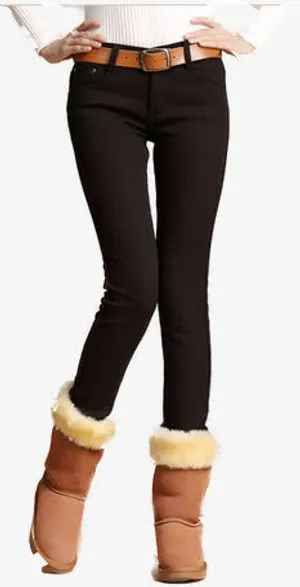 黑色加厚裤子暖冬特惠海报免抠