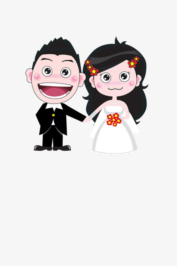 卡通新娘新郎免抠