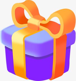 紫色卡通礼物盒子免抠