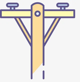 木质手绘风格卡通电线杆免抠