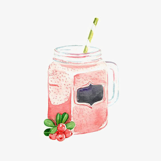 手绘卡通果汁免抠