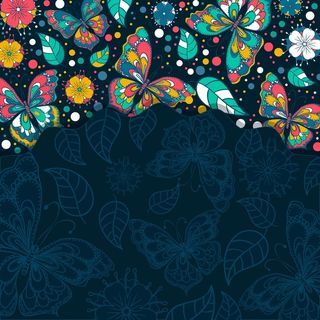 卡通蝴蝶花纹底纹海报背景模板高清