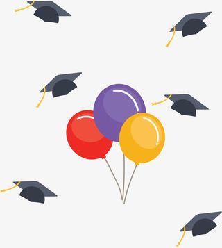 手绘扔博士帽图层素材免抠