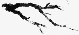 黑色水墨古典树枝免抠