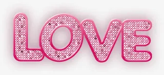 玫红炫光love字免抠