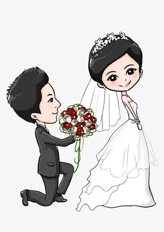 跪地求婚卡通漫画免抠