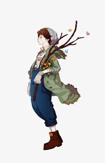 拿着树枝的人免抠