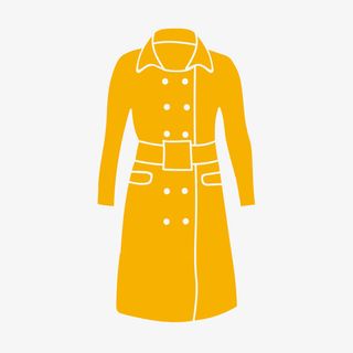 卡通黄色女士风衣免抠