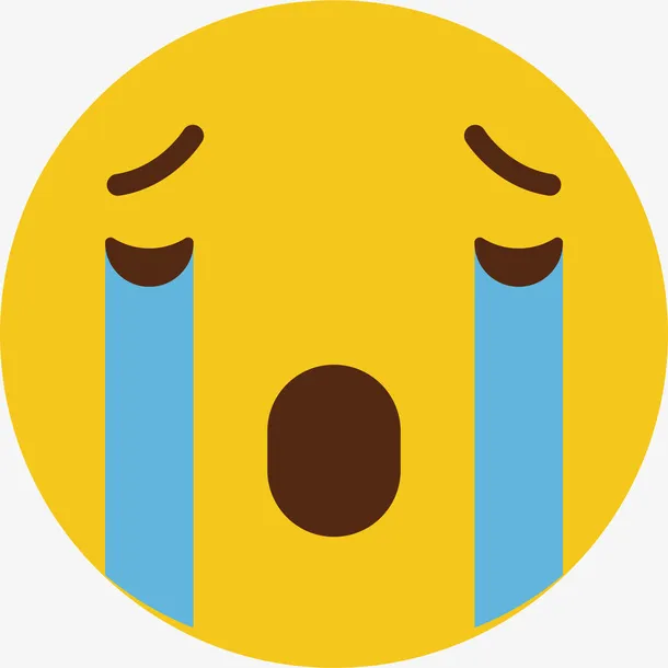 黄色可爱圆脸矢量大哭表情免抠