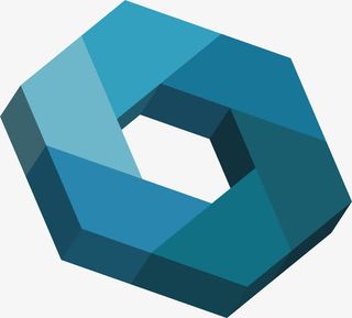 蓝色镂空六边形免抠