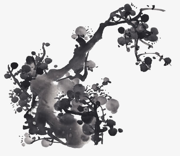 水墨桃花免抠