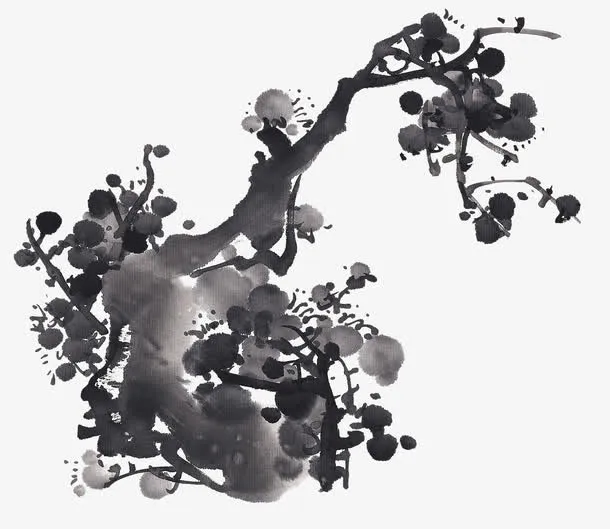 水墨桃花免抠