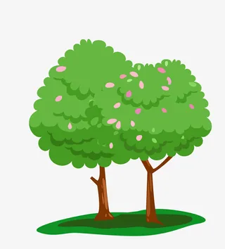 卡通手绘树木草地免抠