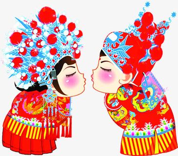 卡通中国风喜结良缘免抠