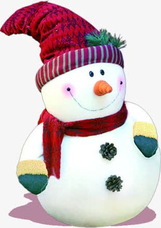 红色帽子雪人冬季吊牌免抠