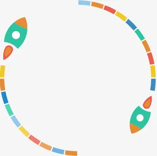 彩色卡通小火箭免抠