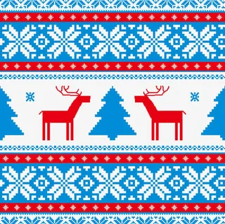 红绿像素麋鹿圣诞树花纹免扣图片免抠